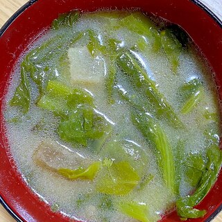 小松菜と鯨の味噌汁